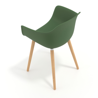 chaise scandinave vert pivotante en bois plastique accoudoirs fixes 7