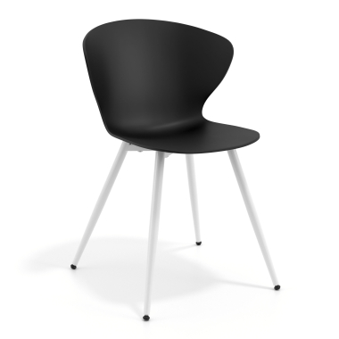 chaise de conference blanc noir 4 pattes plastique accoudoirs fixes 1
