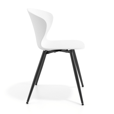 chaise de conference noir blanc 4 pattes plastique accoudoirs fixes 4
