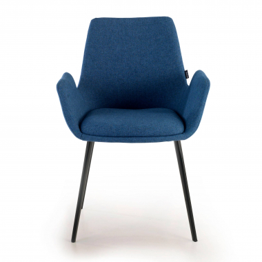 chaise de conference noir bleu 4 pattes tissu accoudoirs rembourres 3