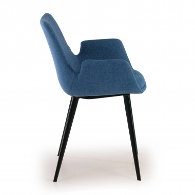 chaise de conference noir bleu 4 pattes tissu accoudoirs rembourres 4