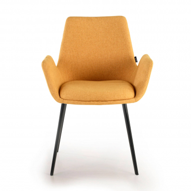 chaise de conference noir jaune 4 pattes tissu accoudoirs rembourres 3