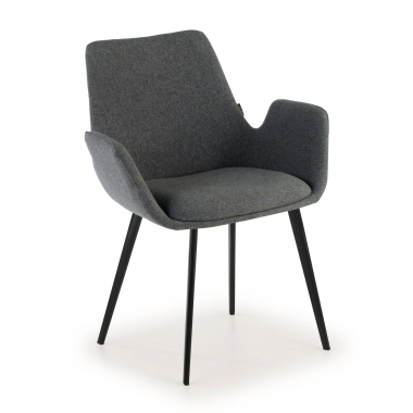chaise de conference noir anthracite 4 pattes tissu accoudoirs rembourres 1
