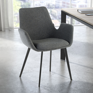 chaise de conference noir anthracite 4 pattes tissu accoudoirs rembourres 2