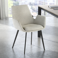 Chaise Visiteur Glamm, 4 pieds, accoudoirs rembourrés, structure métallique