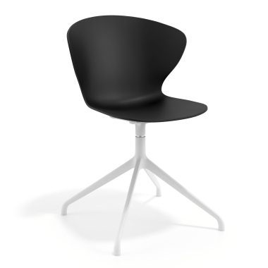 chaise de reunion blanc noir base pyramide plastique accoudoirs fixes 1