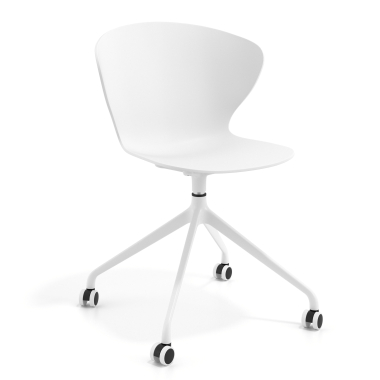 chaise de reunion blanc blanc avec roulettes plastique accoudoirs fixes 1