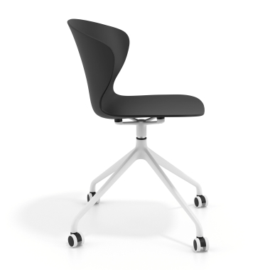 chaise de reunion blanc noir avec roulettes plastique accoudoirs fixes 4
