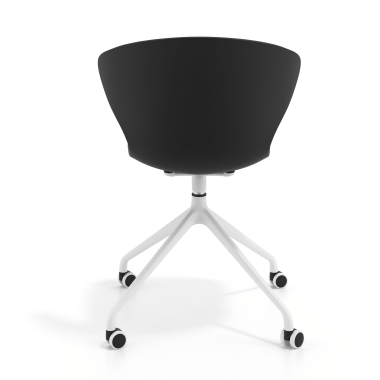 chaise de reunion blanc noir avec roulettes plastique accoudoirs fixes 5
