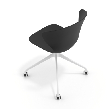 chaise de reunion blanc noir avec roulettes plastique accoudoirs fixes 7