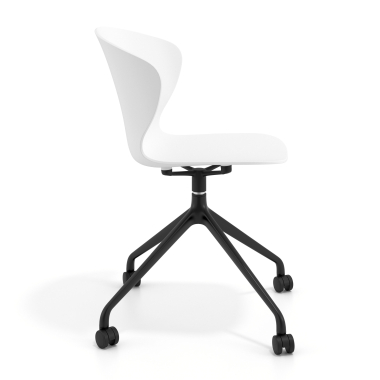 chaise de reunion noir blanc avec roulettes plastique accoudoirs fixes 4