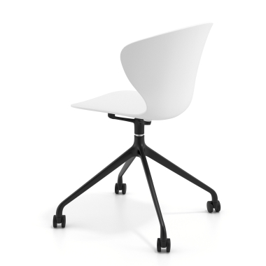 chaise de reunion noir blanc avec roulettes plastique accoudoirs fixes 6