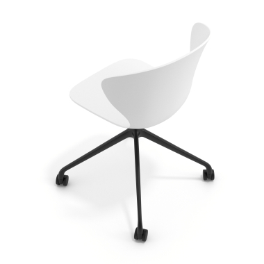 chaise de reunion noir blanc avec roulettes plastique accoudoirs fixes 7