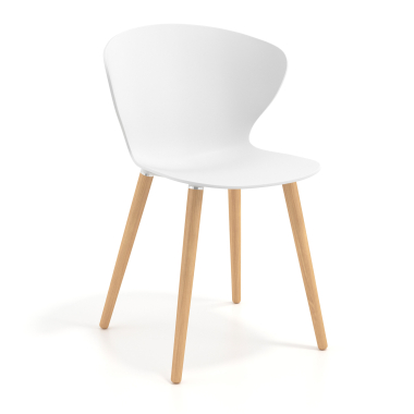 chaise scandinave blanc pattes en bois plastique accoudoirs fixes 1