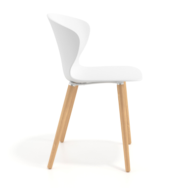 chaise scandinave blanc pattes en bois plastique accoudoirs fixes 4