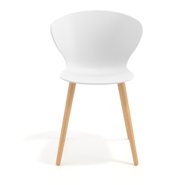 chaise scandinave blanc pattes en bois plastique accoudoirs fixes 3