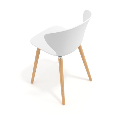 chaise scandinave blanc pattes en bois plastique accoudoirs fixes 7