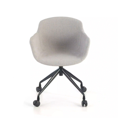 chaise de conference gris giratoire avec roulettes tissu accoudoirs rembourres 3