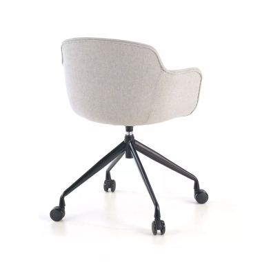 chaise de conference gris giratoire avec roulettes tissu accoudoirs rembourres 6