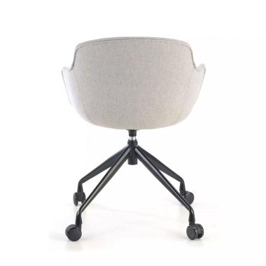chaise de conference gris giratoire avec roulettes tissu accoudoirs rembourres 7