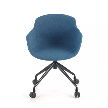 chaise de conference noir bleu giratoire avec roulettes tissu accoudoirs rembourres 3