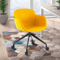 Chaise de Réunion Laure, Pivotante à roulettes, en tissu