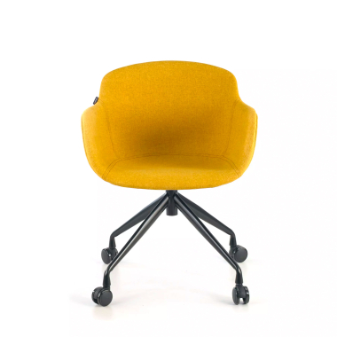 chaise de conference noir jaune giratoire avec roulettes tissu accoudoirs rembourres 3