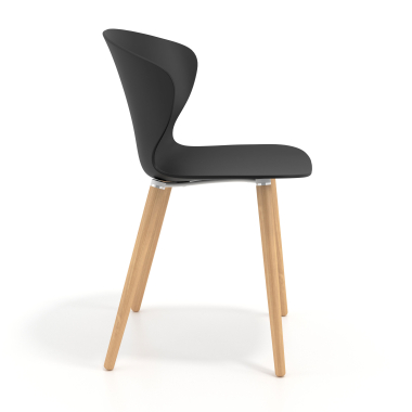 chaise scandinave noir pattes en bois plastique accoudoirs fixes 4