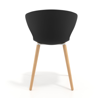 chaise scandinave noir pattes en bois plastique accoudoirs fixes 5