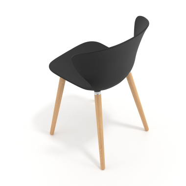 chaise scandinave noir pattes en bois plastique accoudoirs fixes 7