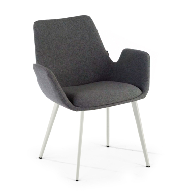chaise de conference blanc anthracite 4 pattes tissu accoudoirs rembourres 1