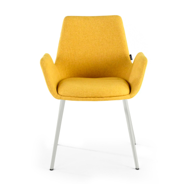 chaise de conference blanc jaune 4 pattes tissu accoudoirs rembourres 3