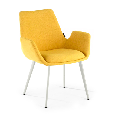 chaise de conference blanc jaune 4 pattes tissu accoudoirs rembourres 1