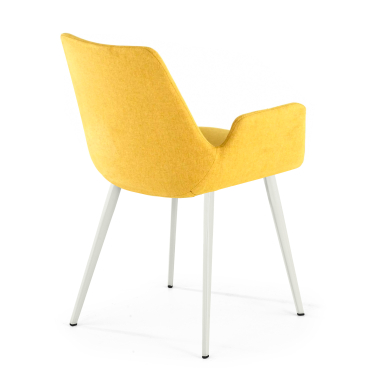 chaise de conference blanc jaune 4 pattes tissu accoudoirs rembourres 5