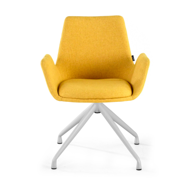 chaise de conference blanc jaune pivotante tissu accoudoirs rembourres 3