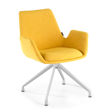 chaise de conference blanc jaune pivotante tissu accoudoirs rembourres 1