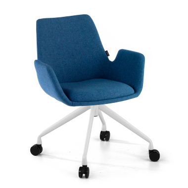 chaise de conference blanc bleu giratoire avec roulettes tissu accoudoirs rembourres 1