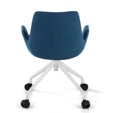chaise de conference blanc bleu giratoire avec roulettes tissu accoudoirs rembourres 6