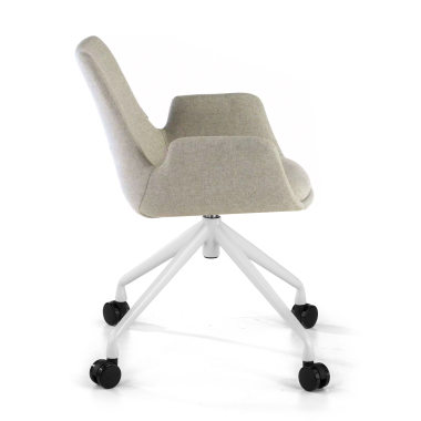 chaise de conference blanc gris giratoire avec roulettes tissu accoudoirs rembourres 4