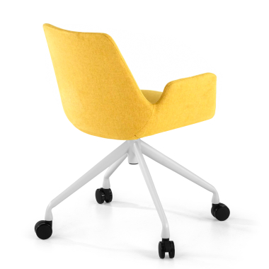 chaise de conference blanc jaune giratoire avec roulettes tissu accoudoirs rembourres 5