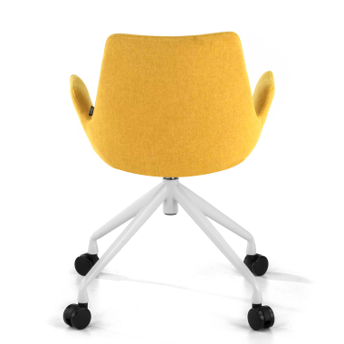 chaise de conference blanc jaune giratoire avec roulettes tissu accoudoirs rembourres 6