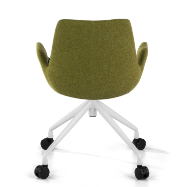 chaise de conference blanc vert giratoire avec roulettes tissu accoudoirs rembourres 6