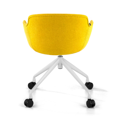 chaise de conference blanc jaune giratoire avec roulettes tissu accoudoirs rembourres 6