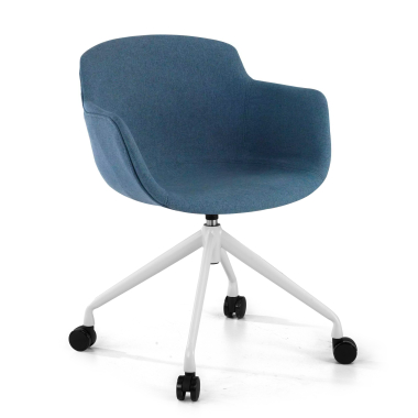 chaise de conference blanc bleu giratoire avec roulettes tissu accoudoirs rembourres 1