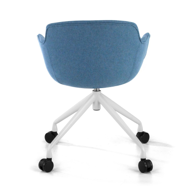 chaise de conference blanc bleu giratoire avec roulettes tissu accoudoirs rembourres 6