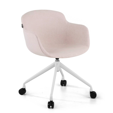 chaise de conference blanc beige giratoire avec roulettes tissu accoudoirs rembourres 1