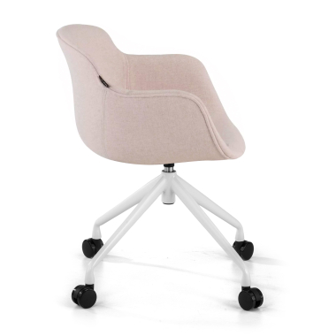 chaise de conference blanc beige giratoire avec roulettes tissu accoudoirs rembourres 4
