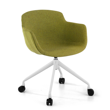 chaise de conference vert giratoire avec roulettes tissu accoudoirs rembourres 1