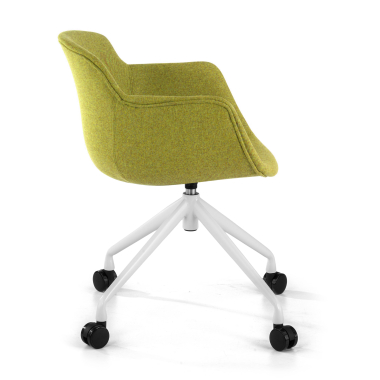 chaise de conference vert giratoire avec roulettes tissu accoudoirs rembourres 4