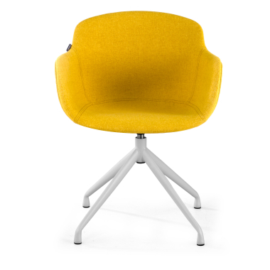 chaise de conference blanc jaune base pyramide tissu accoudoirs rembourres 2